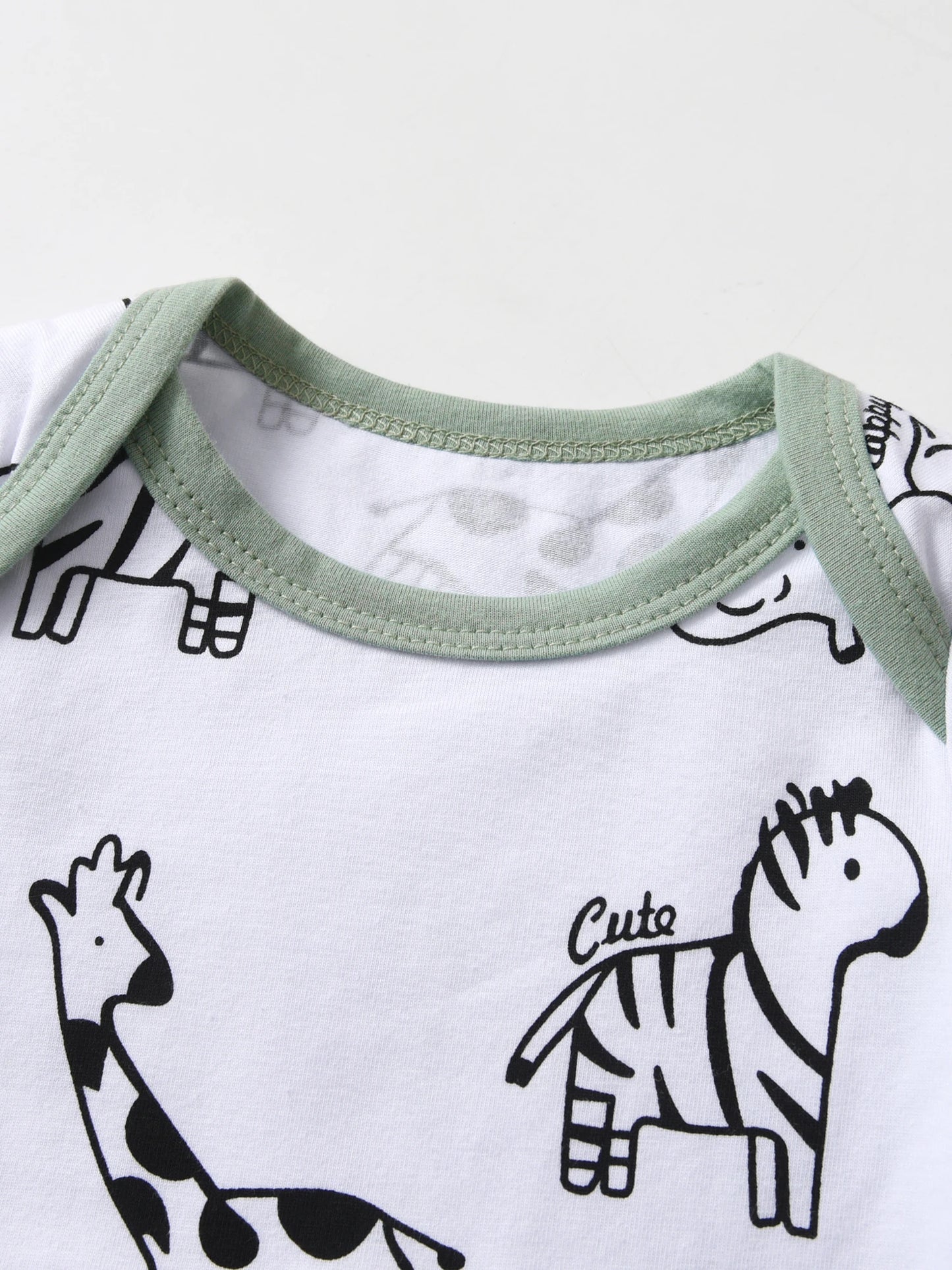 Newborn Baby Boy Spring Autumn Clothes Set Animal Printed Long Sleeve Romper Bodysuit Top infant Pants with Hat Clothing for Boy - 1501 - Image 2